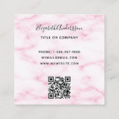 Rosa Marmor QR-Code elegant Quadratische Visitenkarte (Rückseite)