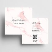 Rosa Marmor QR-Code elegant Quadratische Visitenkarte