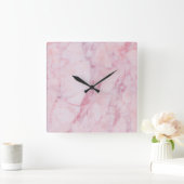Rosa Marmor Quadratische Wanduhr (Zuhause)
