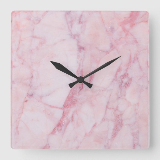 Rosa Marmor Quadratische Wanduhr (Vorderseite)