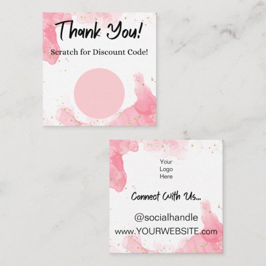 Rosa Marmor Rabatt Scratch Off Danke Karte (Vorne/Hinten)