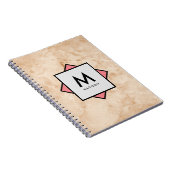 Rosa Marmor Rock Textur mit Name und Monogramm auf Notizblock (Rechte Seite)