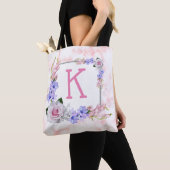 Rosa Marmor Rose Bouquet Monogram Tasche (Von Nahem)