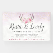 Rosa Marmor Rustikale Floral Antlers Chic Banner (Horizontal)