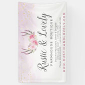 Rosa Marmor Rustikale Floral Antlers Chic Banner (Vertikal)