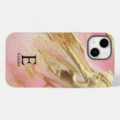 Rosa Marmor schick gold glitzer Monogramm Case-Mate iPhone Hülle (Rückseite (Horizontal))