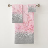 Rosa Marmor Silver Glittery Glam Badhandtuch Set (Insitu)