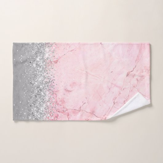 Rosa Marmor Silver Glittery Glam Badhandtuch Set (Handtuch)