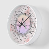 Rosa Marmor Silver Speckled Glittery Uhr (Winkel)