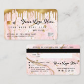 Rosa Marmor Swirl Gold Tropfen Kreditkarte Stil Visitenkarte (Vorne/Hinten)