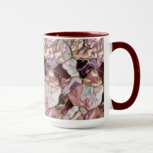 Rosa Marmor-Tasse Goldader Luxus-Kaffeetasse Tasse