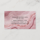 Rosa Marmor Textur Elegant Visitenkarte (Rückseite)