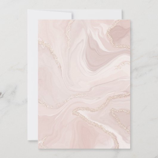 Rosa Marmor und Gold Scheidung Party Feier Einladung (Rückseite)