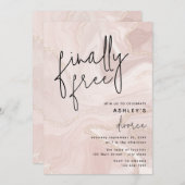 Rosa Marmor und Gold Scheidung Party Feier Einladung (Vorne/Hinten)