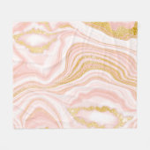 Rosa Marmor und goldene Textur Fleecedecke (Vorderseite (Horizontal))