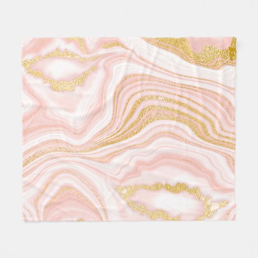 Rosa Marmor und goldene Textur Fleecedecke (Vorderseite (Horizontal))