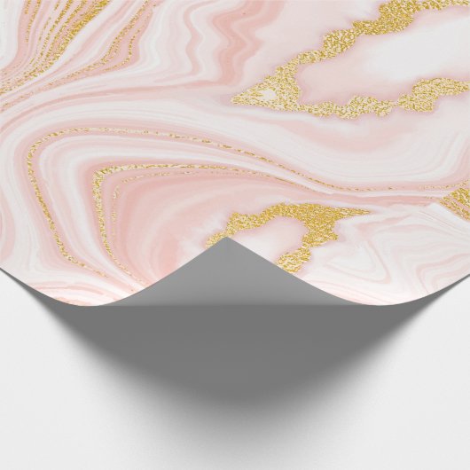 Rosa Marmor und goldene Textur Geschenkpapier (Ecke)