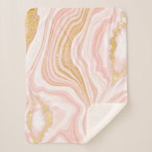 Rosa Marmor und goldene Textur Sherpadecke