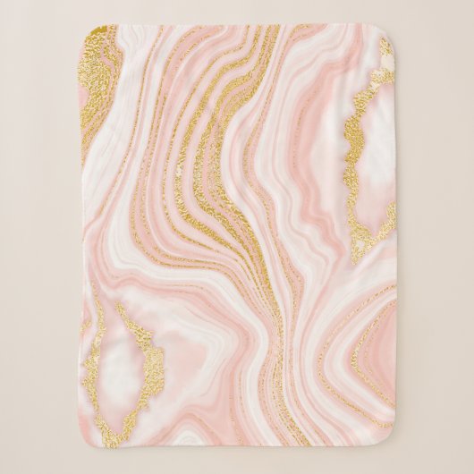 Rosa Marmor und goldene Textur Sherpadecke (Vorderseite)