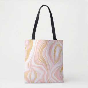Rosa Marmor und goldene Textur Tasche