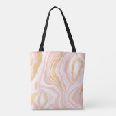 Rosa Marmor und goldene Textur Tasche (Rückseite)