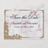 Rosa Marmor und Perlenhochzeit speichern das Datum Postkarte (Vorderseite)