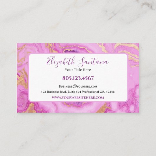 Rosa Marmor Visitenkarte (Rückseite)