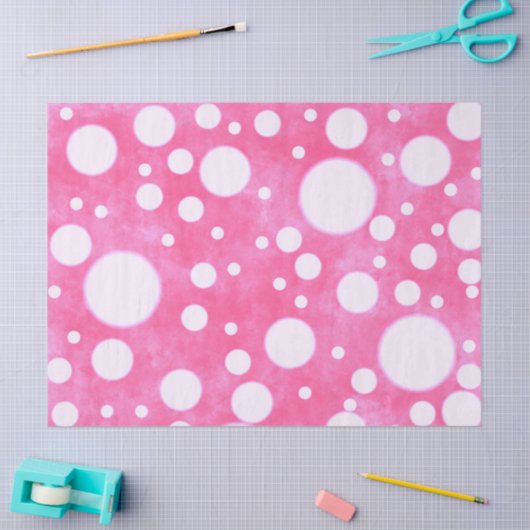 Rosa Marmor Weiße Polka Dots Muster Decoupage Seidenpapier (Basteln)
