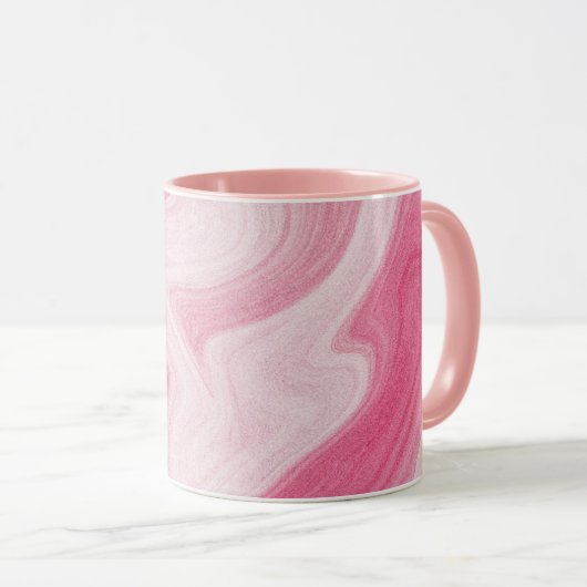 Rosa Marmor-Wirbelmuster – Ästhetisches Abstrakt Tasse (VorderseiteRechts)