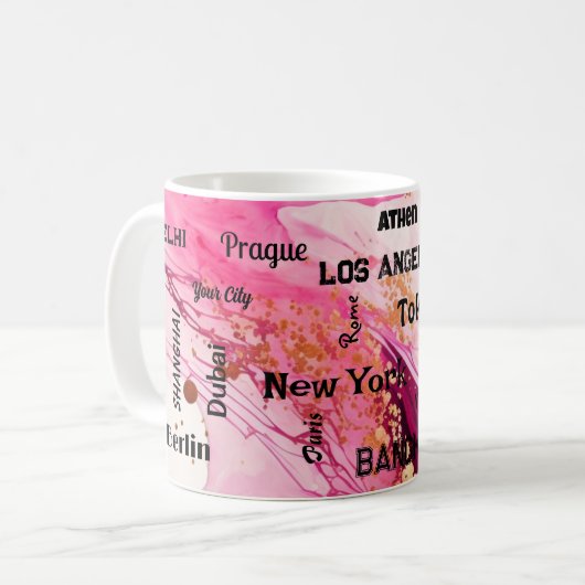 Rosa Marmor wirbeln Megastadt Kaffeetasse (Vorderseite Links)