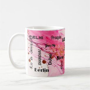 Rosa Marmor wirbeln Megastadt Kaffeetasse