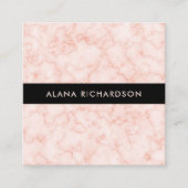 Rosa Marmorblick mit Schwarzem Quadratische Visitenkarte (Vorderseite)