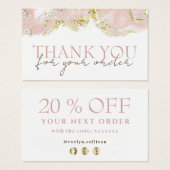 Rosa Marmordesign Danke Discount Card (Vorne & Hinten)