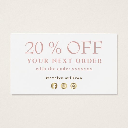 Rosa Marmordesign Danke Discount Card (Rückseite)