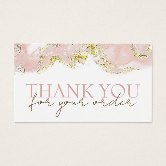 Rosa Marmordesign Danke Discount Card (Vorderseite)