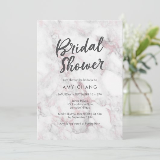 Rosa Marmordusche Einladung (Stehend Vorderseite)