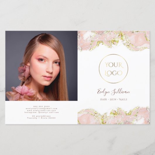 Rosa Marmorgestaltung Doppelbroschüre (Vorderseite)