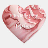 rosa Marmorherz Herz-Aufkleber (Vorderseite)