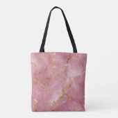 Rosa Marmorhintergrund mit goldenen Adern Tasche (Rückseite)