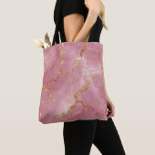 Rosa Marmorhintergrund mit goldenen Adern Tasche (Von Nahem)