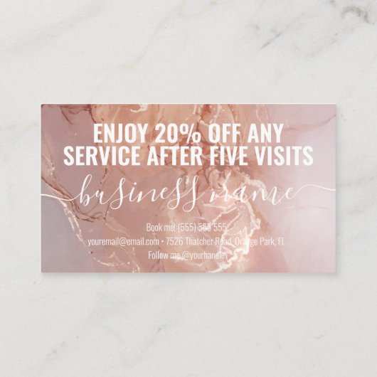 Rosa Marmorhügel Nägel Salon Loyalität Treuekarte (Rückseite)