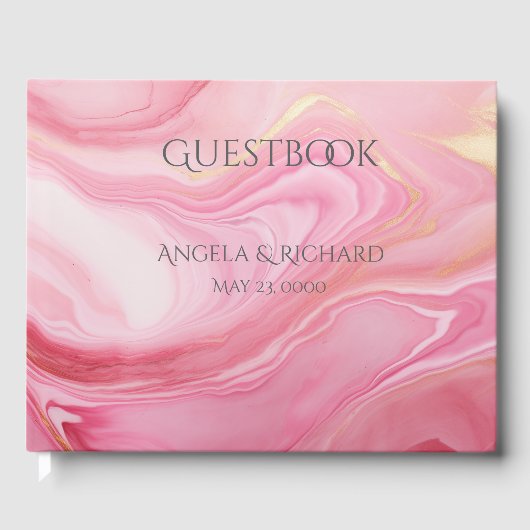 Rosa marmorierter Hintergrund Gästebuch (Vorderseite)
