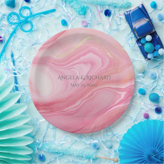 Rosa marmorierter Hintergrund Pappteller (Party)