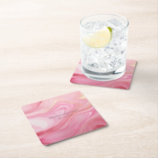Rosa marmorierter Hintergrund Rechteckiger Pappuntersetzer (Vor Ort)