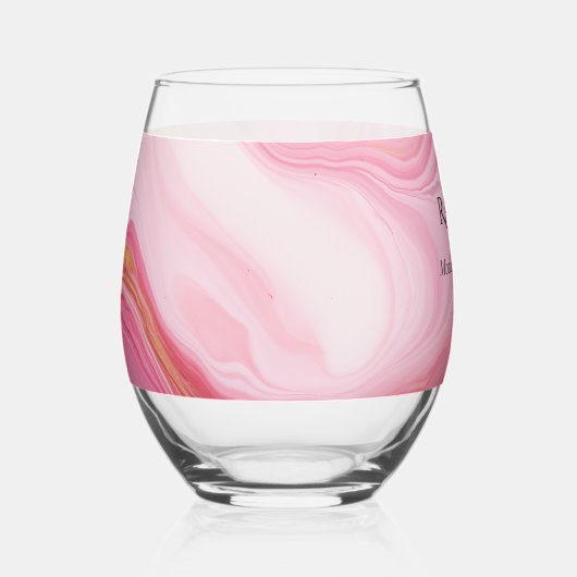 Rosa marmorierter Hintergrund Weinglas Ohne Stiel (Vorderseite)