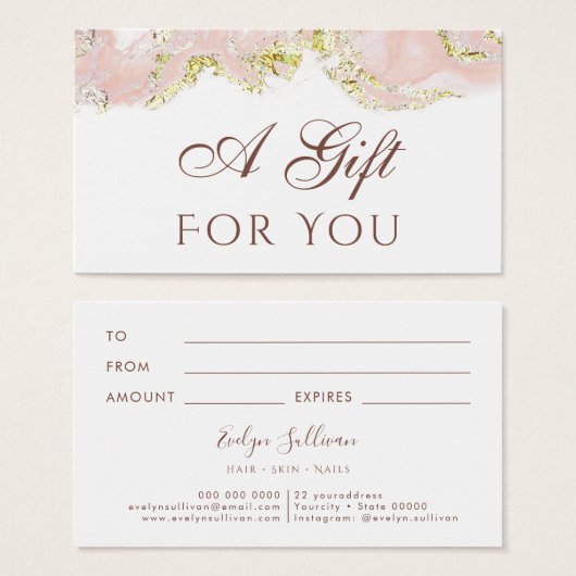 Rosa Marmorkarte (Vorne & Hinten)