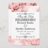 Rosa Marmormatte mit Extravaganten Elementen Save The Date (Vorne/Hinten)