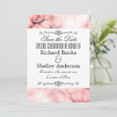 Rosa Marmormatte mit Extravaganten Elementen Save The Date (Stehend Vorderseite)