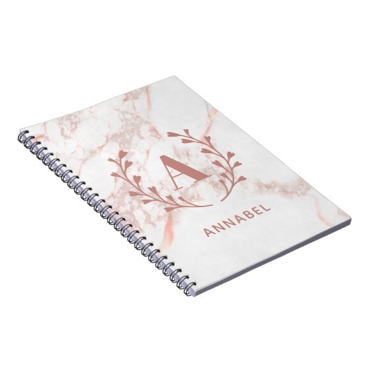 Rosa Marmormonogramm für alle Initial- und Namensf Notizblock (Rechte Seite)