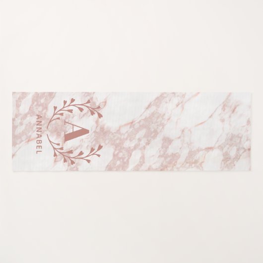 Rosa Marmormonogramm für alle Initial- und Namensf Yogamatte (Vorderseite (Horizontal))